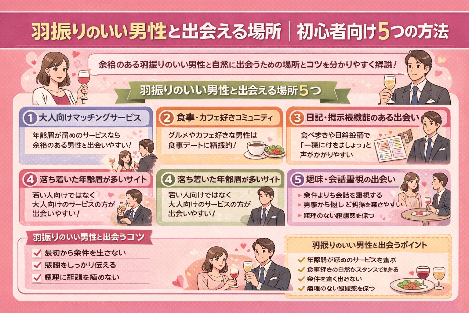 羽振りのいい男性と出会える場所|初心者向け5つの方法